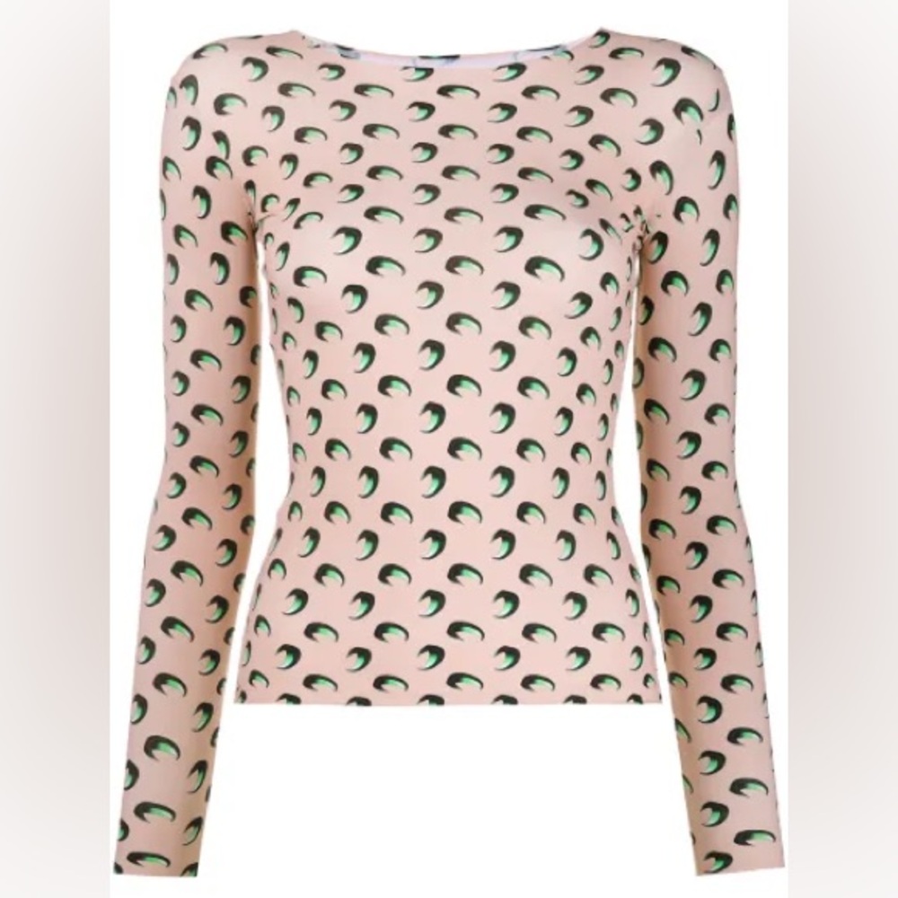 Pink Crescent Moon top from marine serre featuring a round neck, long sleeves